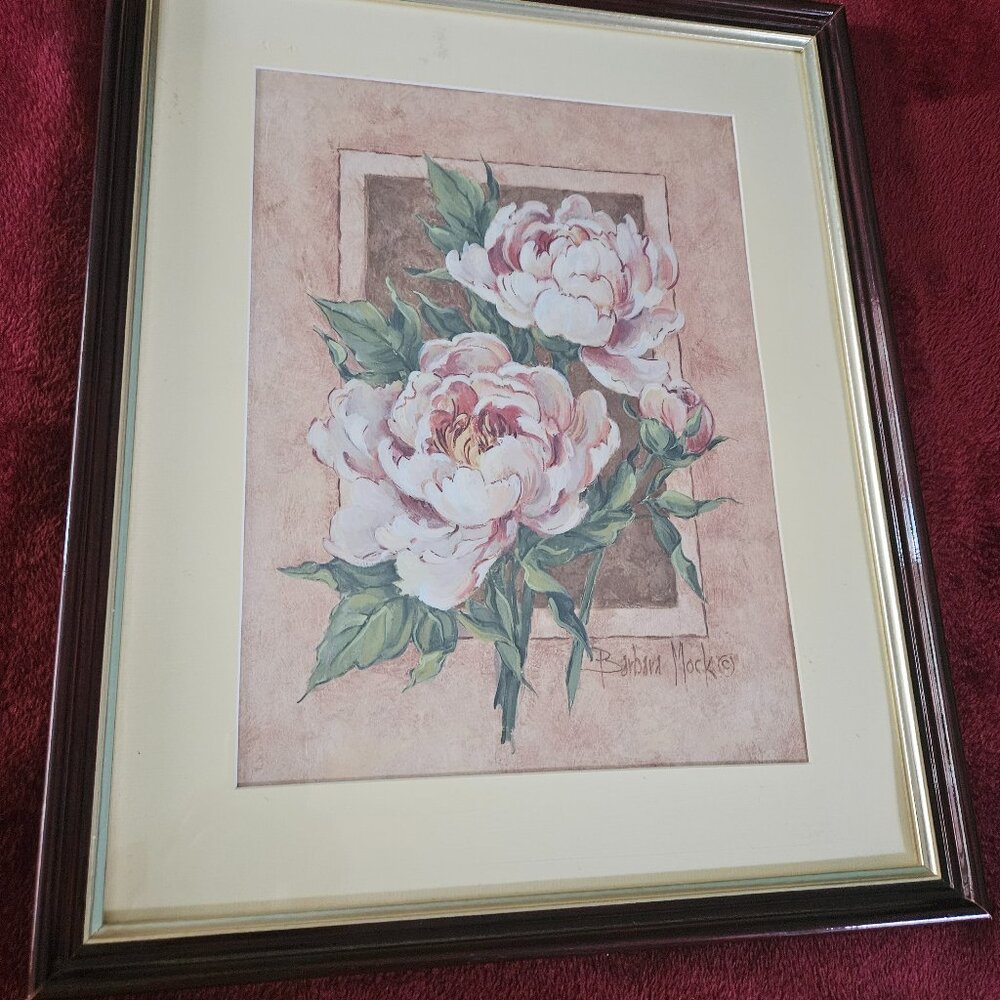 peony fresco by artist Barbara Mock this is a framed print beautiful